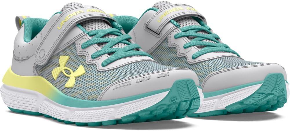 imageUnder Armour UnisexChild Pre School Assert 10 Alternate Closure102 Halo GrayRadial TurquoiseSonic Yellow