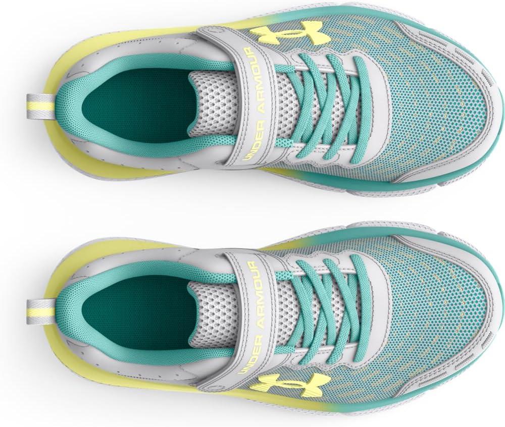 imageUnder Armour UnisexChild Pre School Assert 10 Alternate Closure102 Halo GrayRadial TurquoiseSonic Yellow