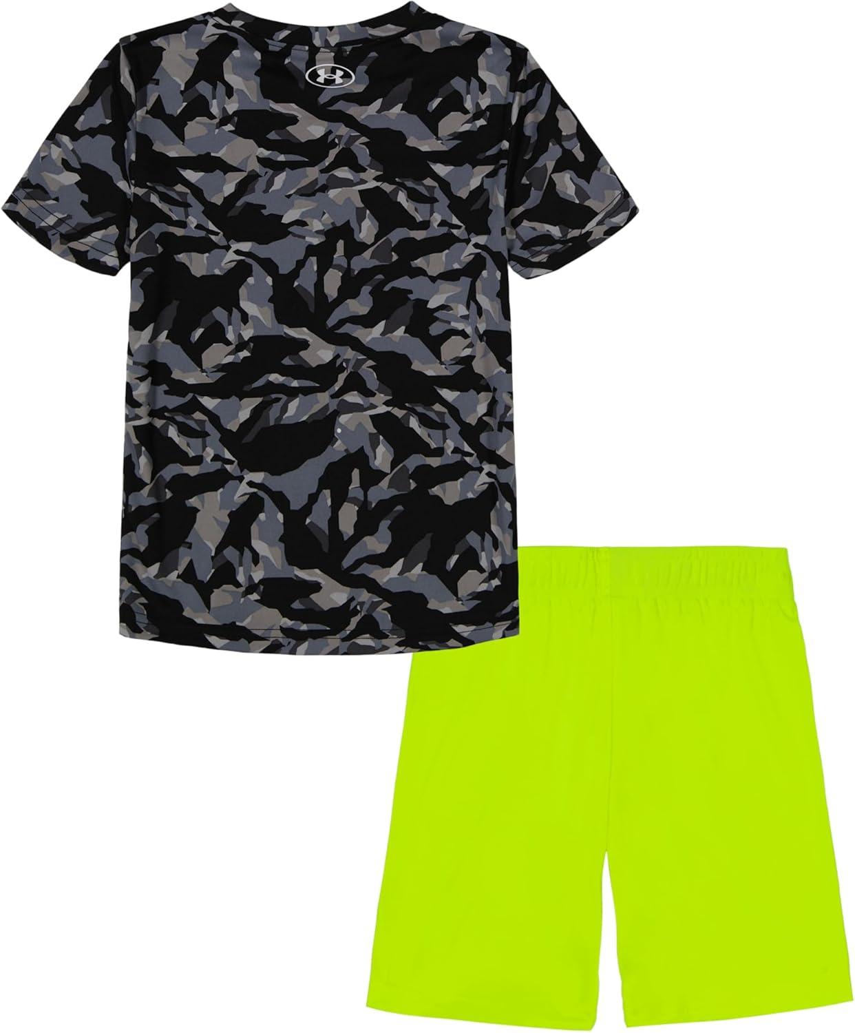 imageUnder Armour babygirls Ua Terrazzo Leopard Heart SetShort SetBlack Hivis Yellow