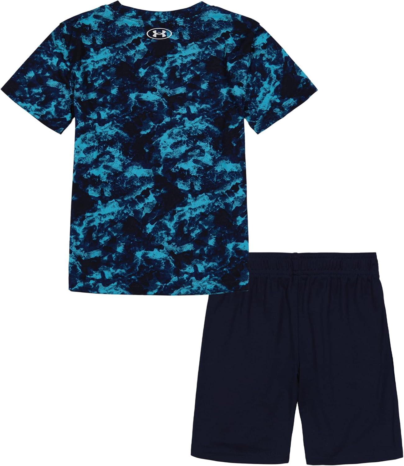 imageUnder Armour babygirls Ua Terrazzo Leopard Heart SetShort SetBlue Surf Seafoam