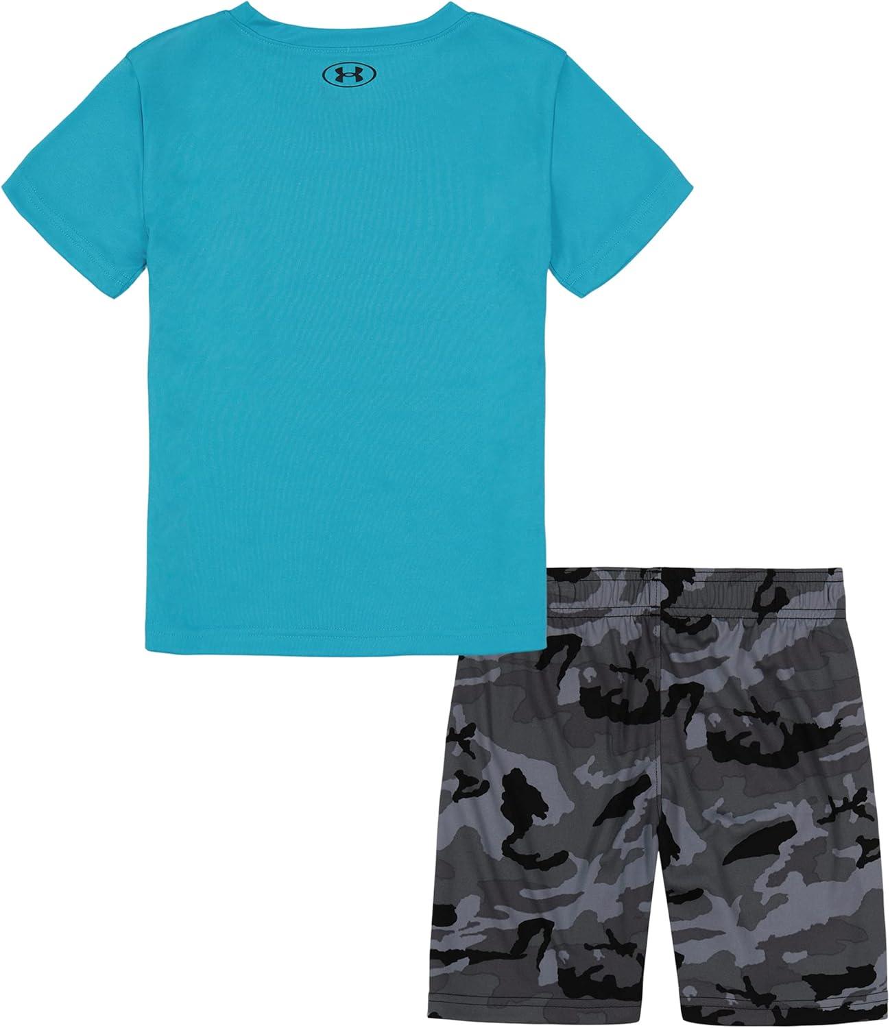 imageUnder Armour babygirls Ua Terrazzo Leopard Heart SetShort SetBlue Surf Woodland