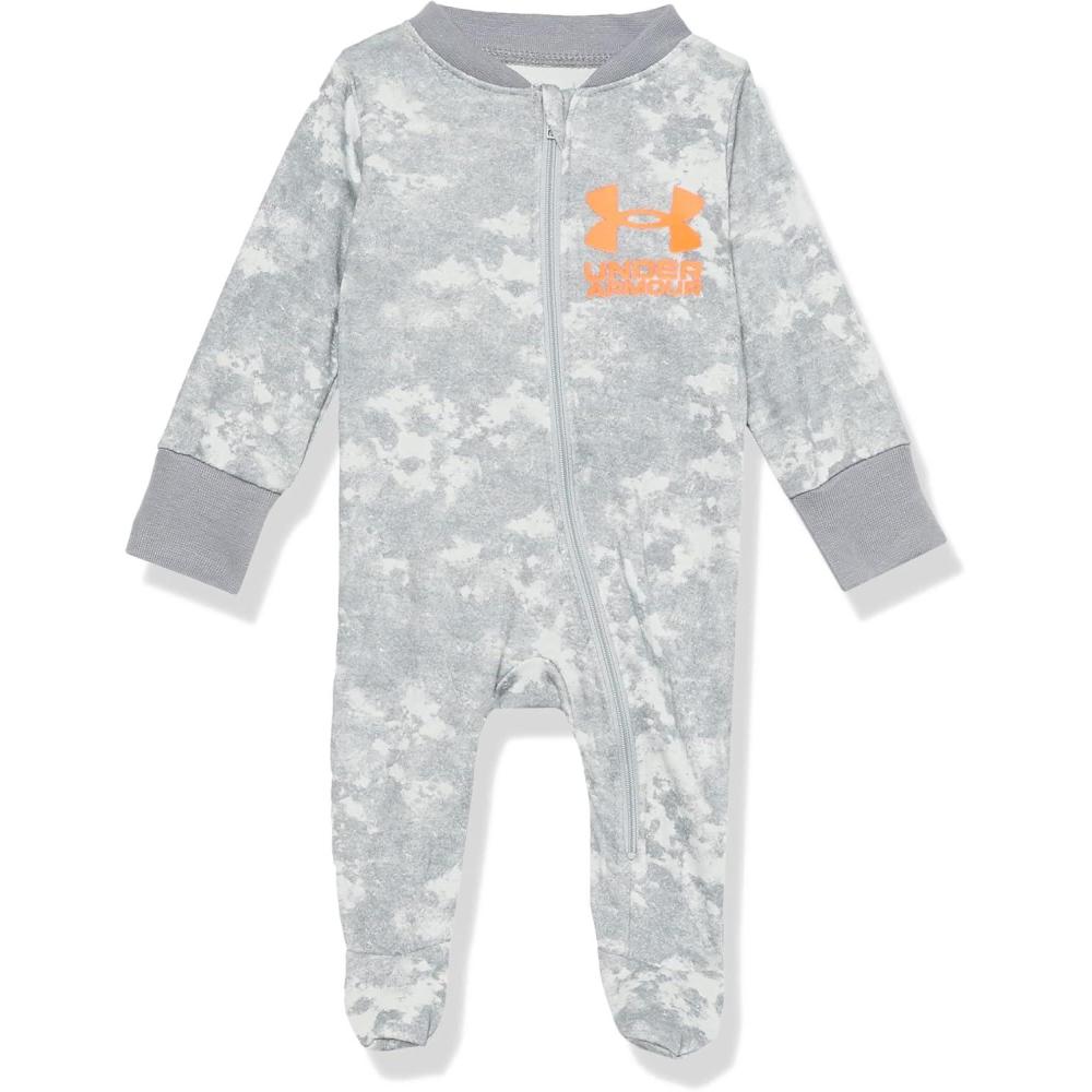 imageUnder Armour Baby Boys Coverall Footie Zipup Closure Logo ampamp Printed DesignsHalo Gray Tie Dye