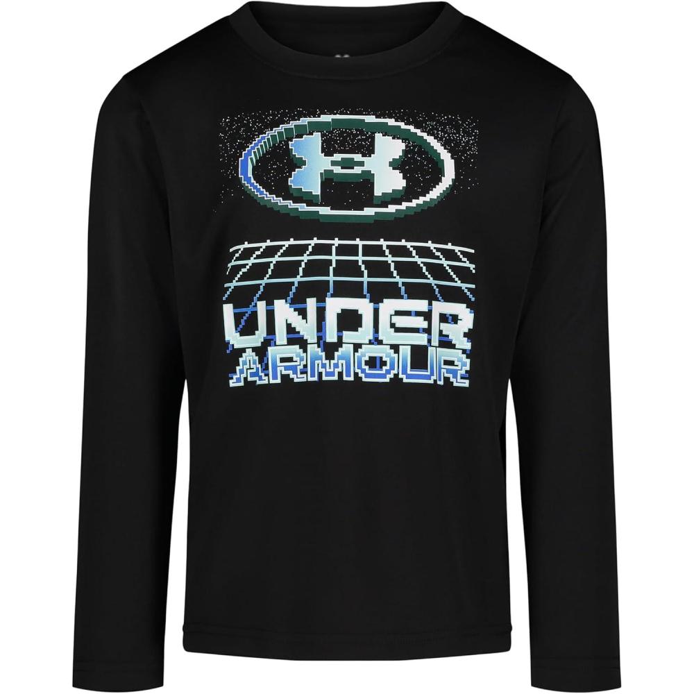 imageUnder Armour Boys Outdoor Long Sleeve Tee Stylish Crew Neckline Cute Full FitBlack Digital