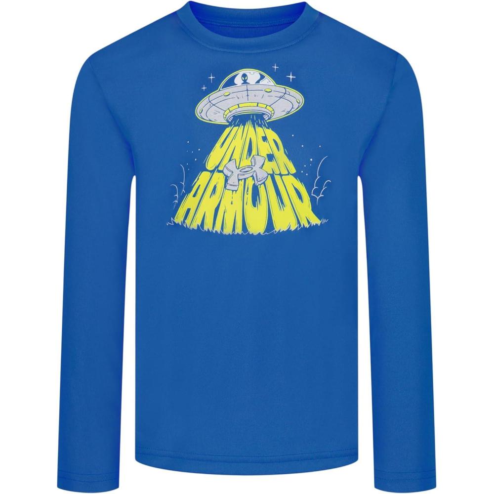 imageUnder Armour Boys Outdoor Long Sleeve Tee Stylish Crew Neckline Cute Full FitBlue Atlantis Ufo Graphic Tee