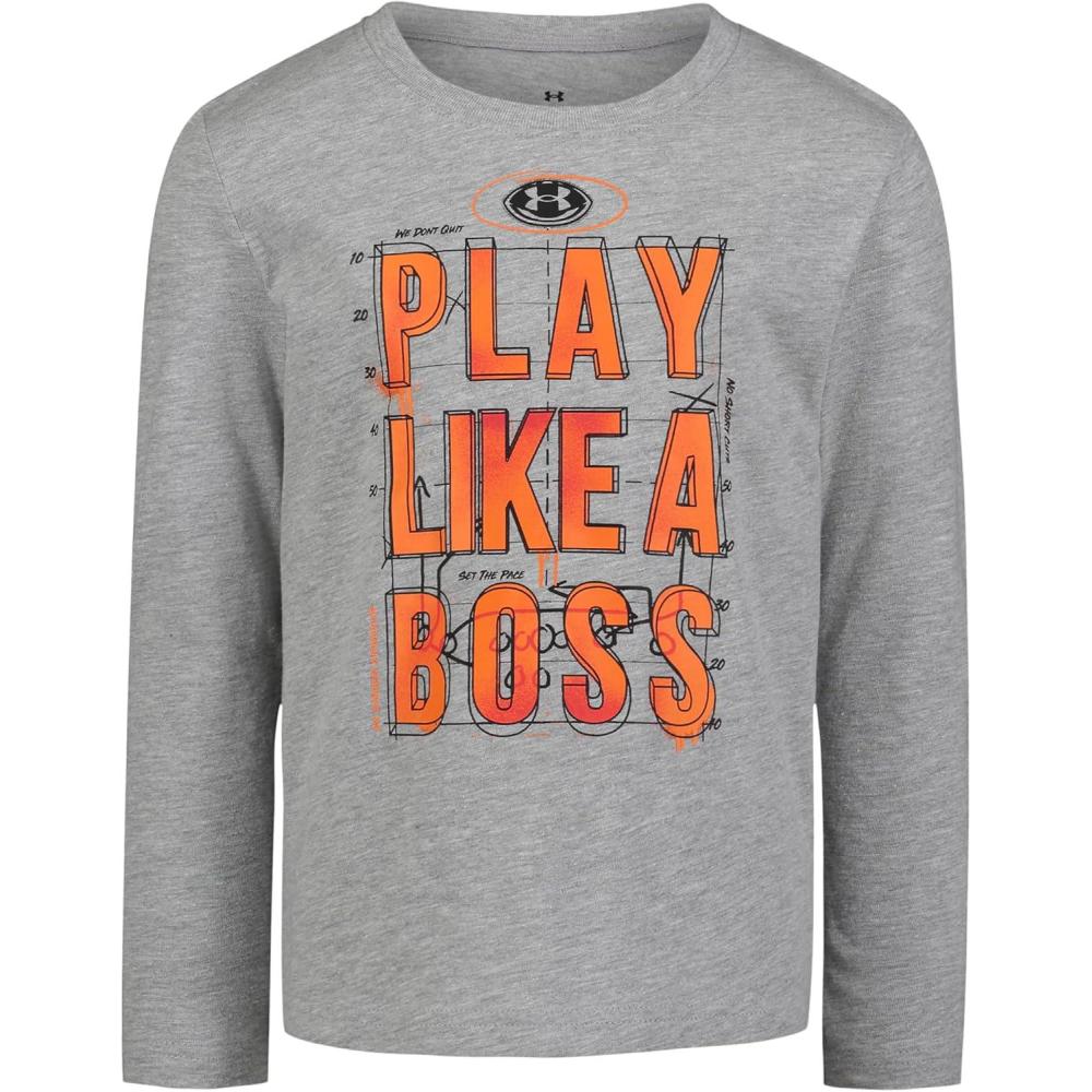 imageUnder Armour Boys Outdoor Long Sleeve Tee Stylish Crew Neckline Cute Full FitBoss  Mod Gray