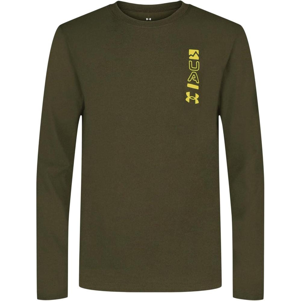 imageUnder Armour Boys Outdoor Long Sleeve Tee Stylish Crew Neckline Cute Full FitExpedition Green FrontBack Tee