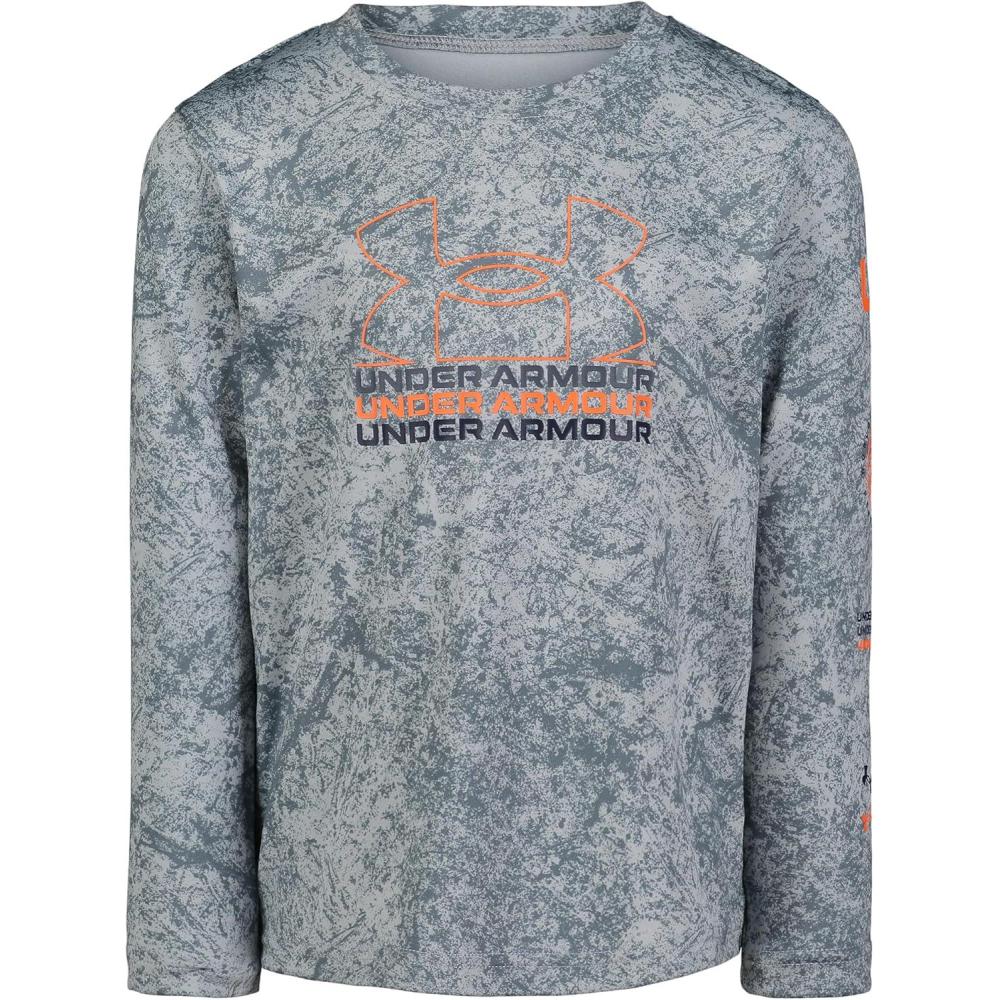 imageUnder Armour Boys Outdoor Long Sleeve Tee Stylish Crew Neckline Cute Full FitGravel Wash