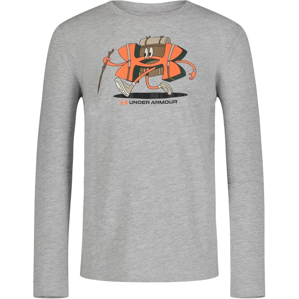 imageUnder Armour Boys Outdoor Long Sleeve Tee Stylish Crew Neckline Cute Full FitHiker Gray