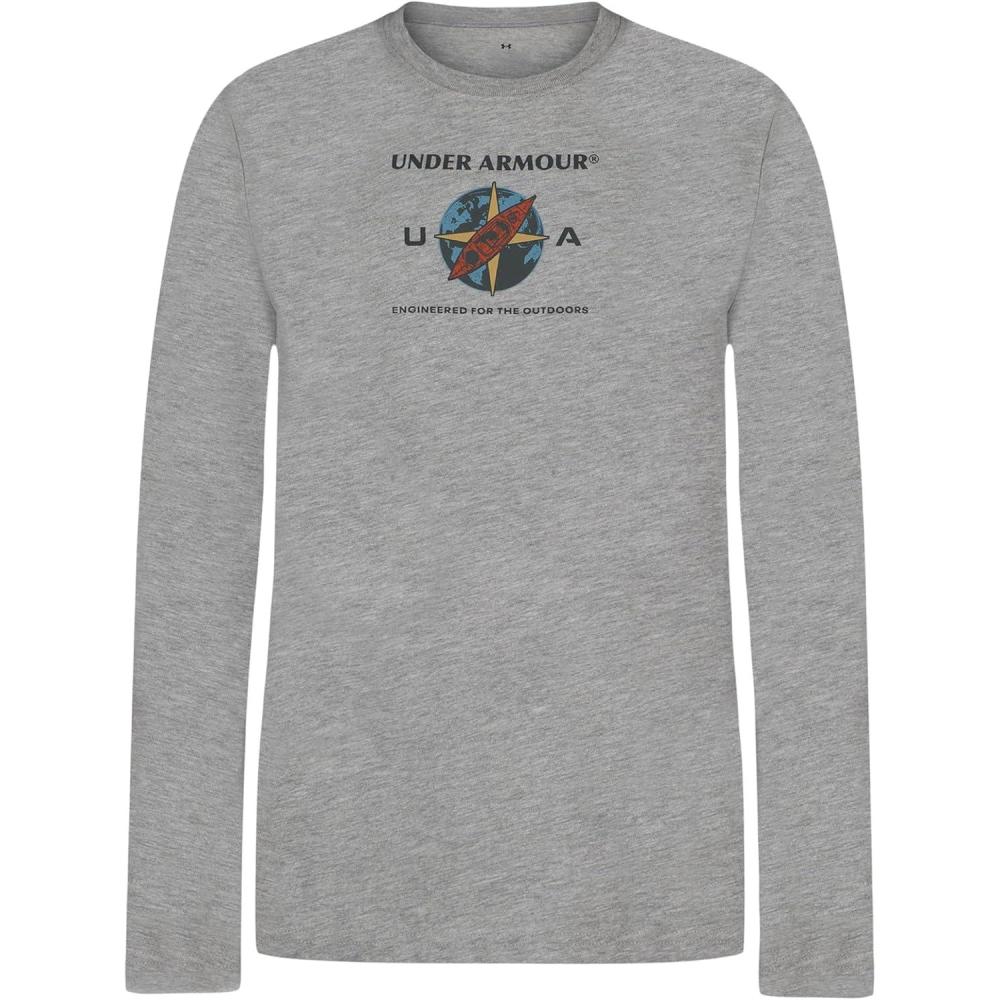 imageUnder Armour Boys Outdoor Long Sleeve Tee Stylish Crew Neckline Cute Full FitMod Grey FrontBack Canoes
