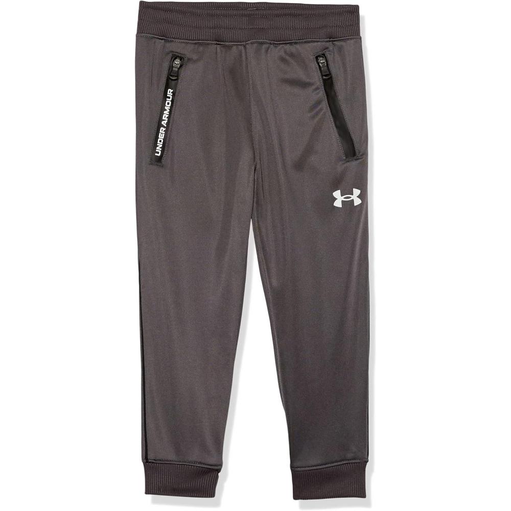 imageUnder Armour Boys Pennant Tapered Track Pants Jogger Style Sweatpants with Zipper PocketsCharcoal  Core