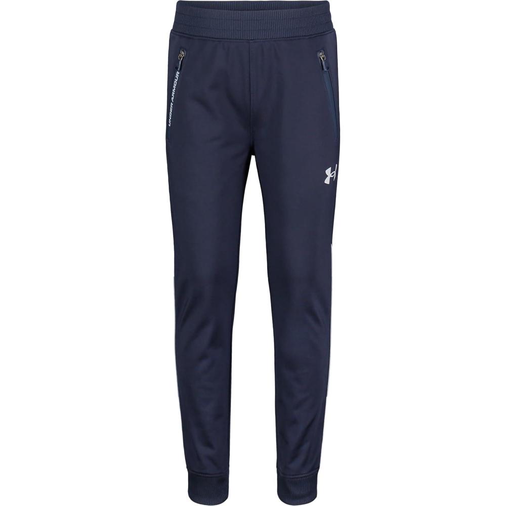 imageUnder Armour Boys Pennant Tapered Track Pants Jogger Style Sweatpants with Zipper PocketsMidnight Navy  Core