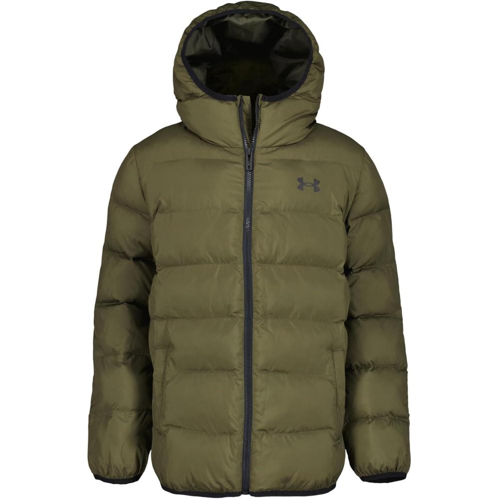 imageUnder Armour Boys Pronto Puffer Jacket MidWeight Zip Up Closure Repels WaterExpedition Green