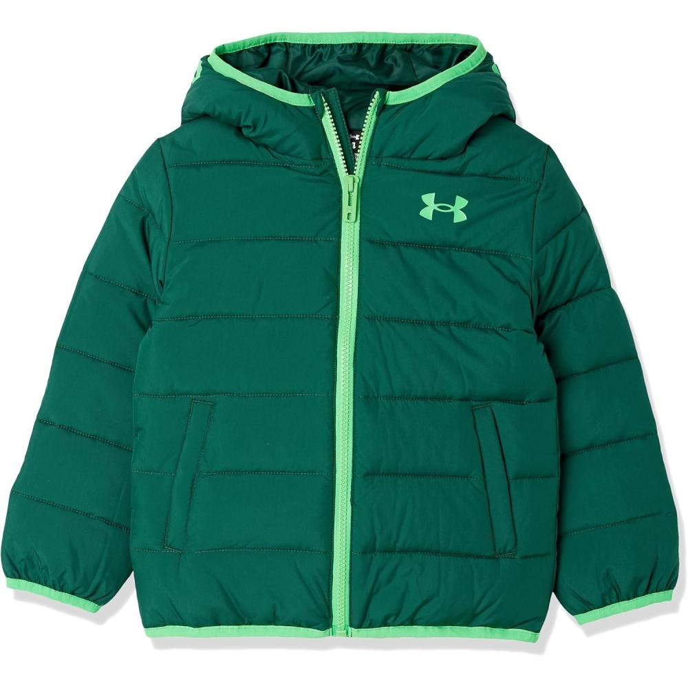 imageUnder Armour Boys Pronto Puffer Jacket MidWeight Zip Up Closure Repels WaterGreenwood
