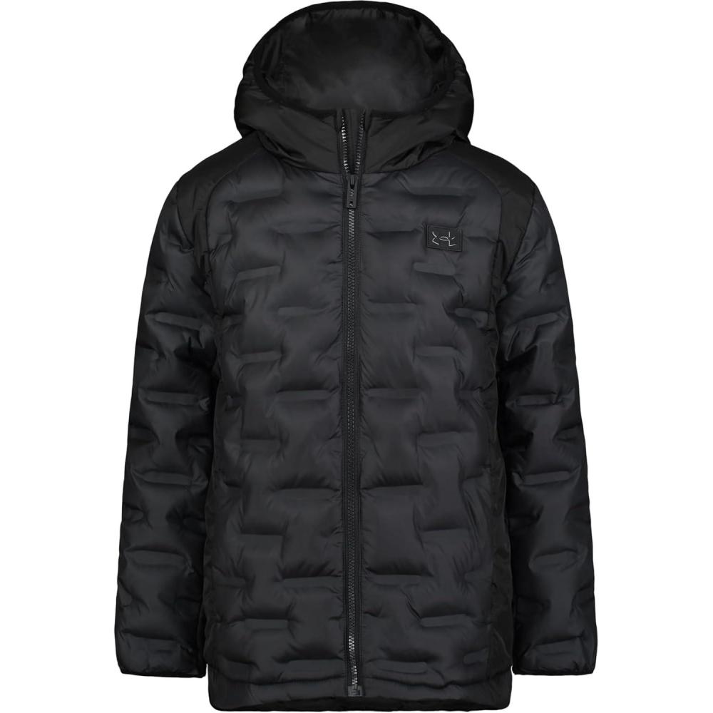 imageUnder Armour Boys Pronto Puffer Jacket MidWeight Zip Up Closure Repels WaterLegacy Black Quilted