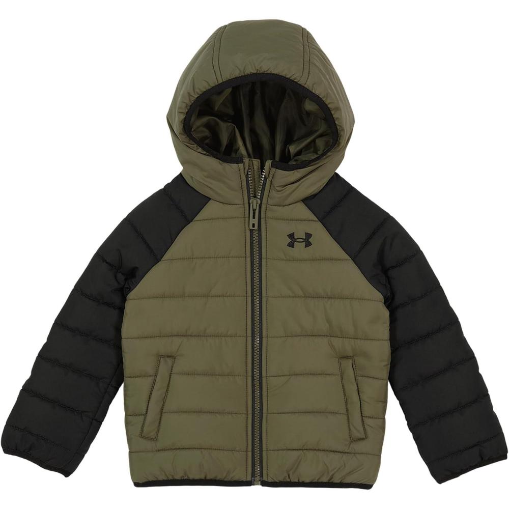 imageUnder Armour Boys Pronto Puffer Jacket MidWeight Zip Up Closure Repels WaterMarine Green Raglan