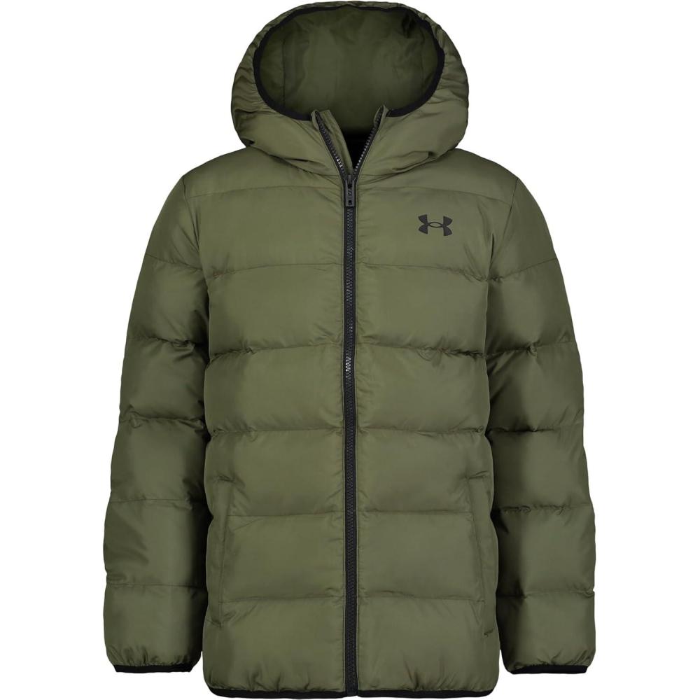 imageUnder Armour Boys Pronto Puffer Jacket MidWeight Zip Up Closure Repels WaterMarine Od Green