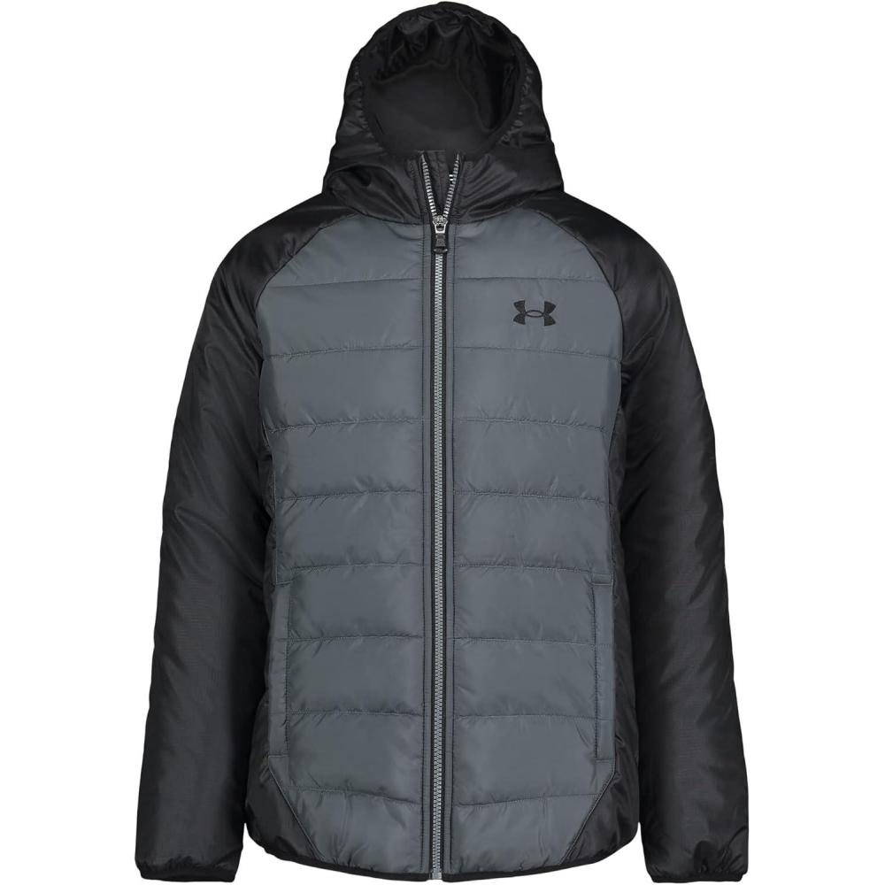 imageUnder Armour Boys Pronto Puffer Jacket MidWeight Zip Up Closure Repels WaterPitch Graycore