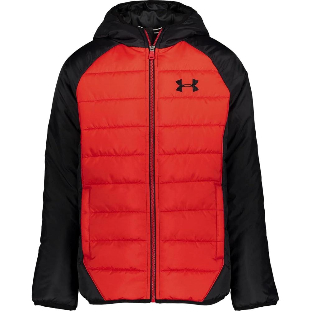 imageUnder Armour Boys Pronto Puffer Jacket MidWeight Zip Up Closure Repels WaterRedcore