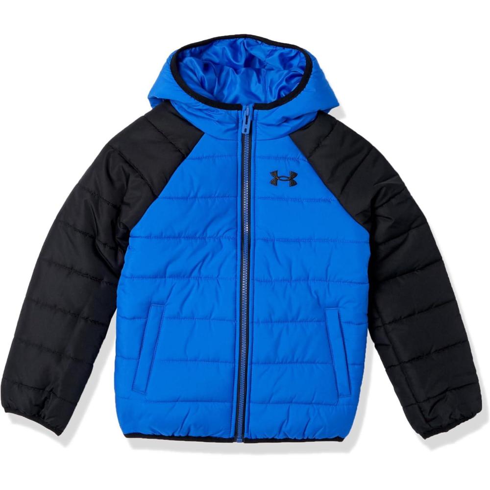 imageUnder Armour Boys Pronto Puffer Jacket MidWeight Zip Up Closure Repels WaterTeam Royal Raglan
