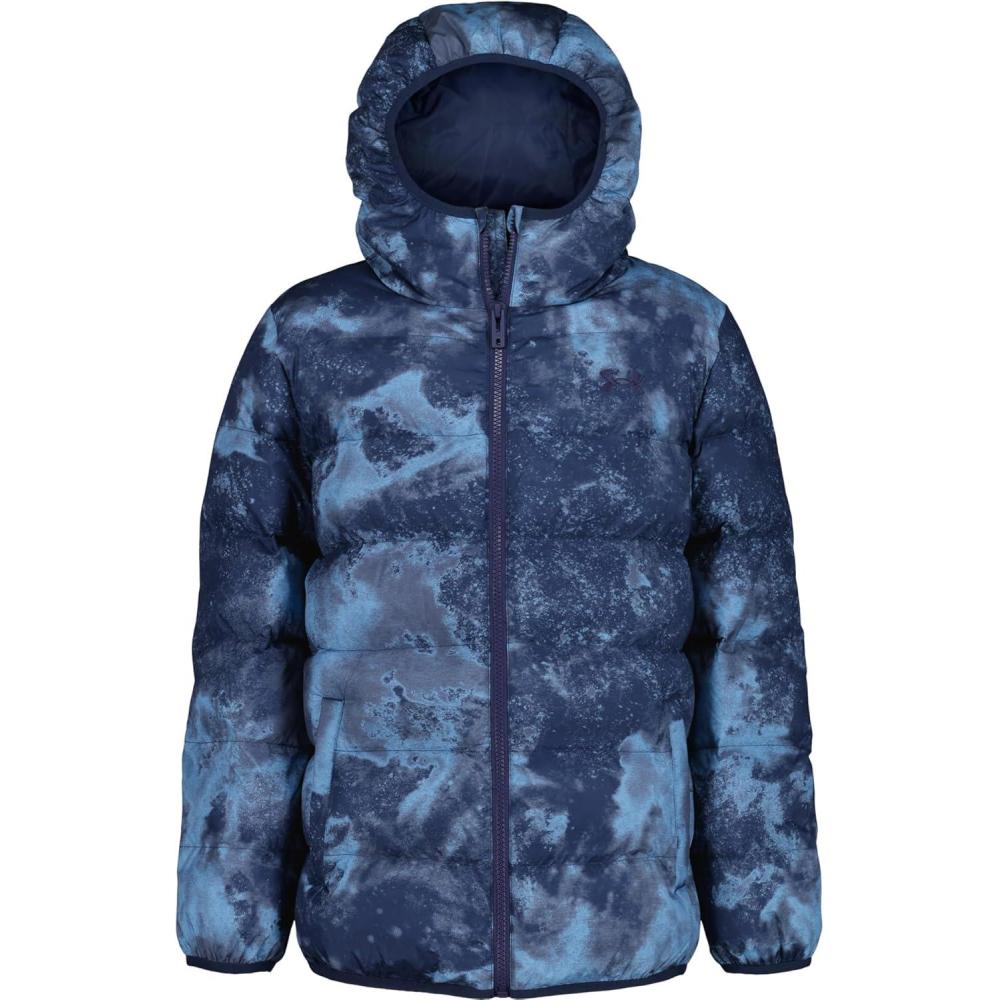 imageUnder Armour Boys Pronto Puffer Jacket MidWeight Zip Up Closure Repels WaterWashed Navy Printed