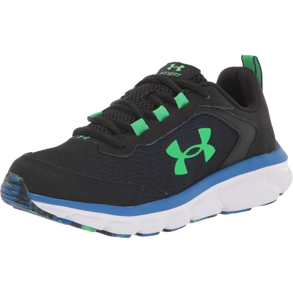imageUnder Armour UnisexBaby Grade School Assert 9 Running Shoe005 BlackVersa BlueExtreme Green