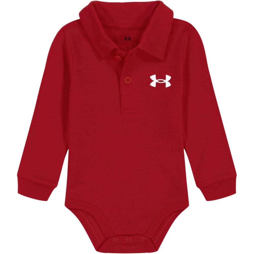 imageUnder Armour babyboys Logo Polo BodysuitRed  Long Sleeve