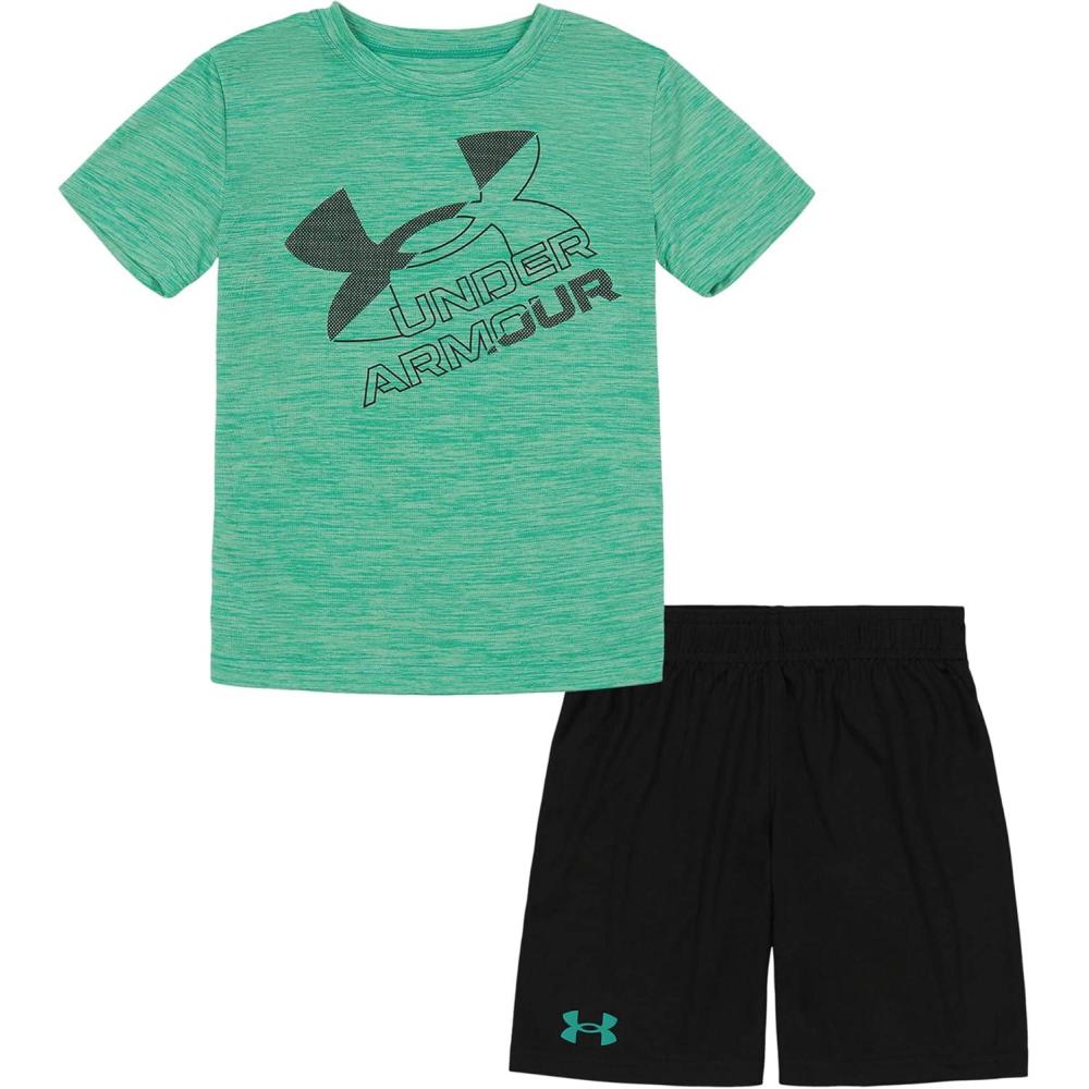 imageUnder Armour babygirls Ua Terrazzo Leopard Heart SetShort SetBirdie Green Mesh