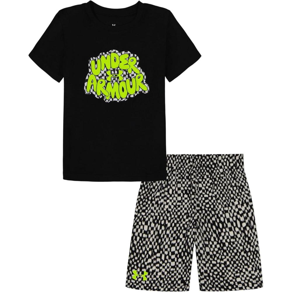 imageUnder Armour babygirls Ua Terrazzo Leopard Heart SetShort SetBlack Checker