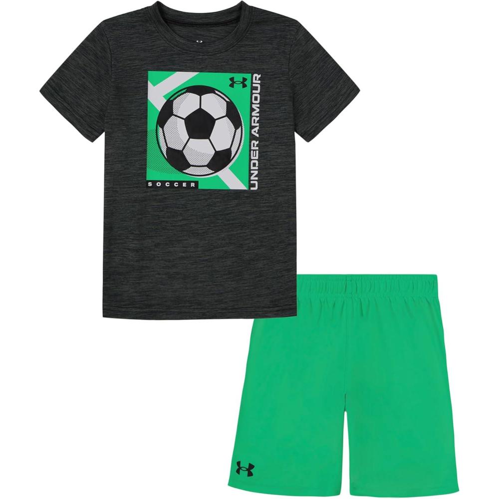 imageUnder Armour babygirls Ua Terrazzo Leopard Heart SetShort SetBlack Green Twist Soccer