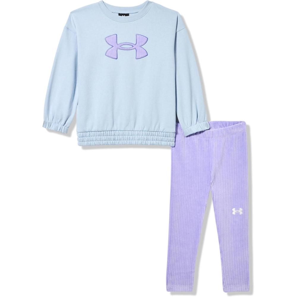 imageUnder Armour babygirls Ua Terrazzo Leopard Heart SetShort SetBlue Calm Rib Velour