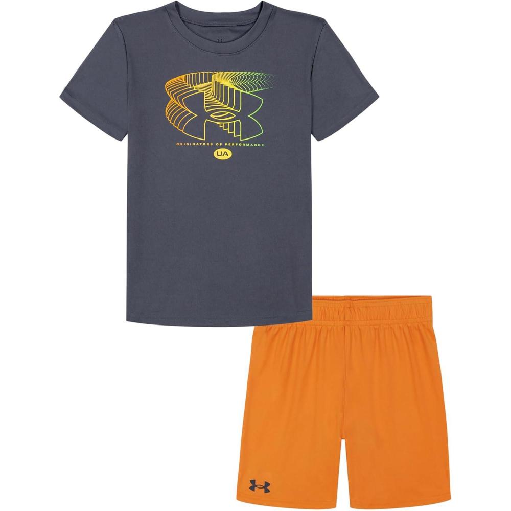 imageUnder Armour babygirls Ua Terrazzo Leopard Heart SetShort SetCastlerockOrange Fade