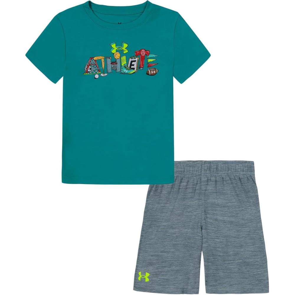 imageUnder Armour babygirls Ua Terrazzo Leopard Heart SetShort SetCircuit Teal Athlete