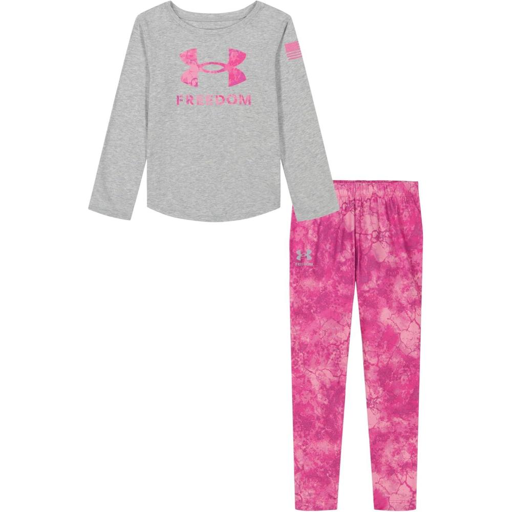imageUnder Armour babygirls Ua Terrazzo Leopard Heart SetShort SetGray Freedom Crackle