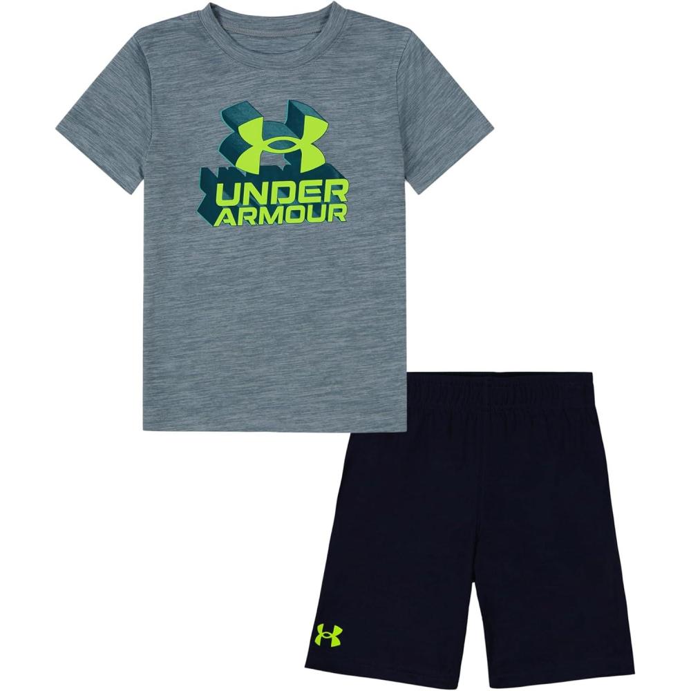 imageUnder Armour babygirls Ua Terrazzo Leopard Heart SetShort SetHarbor BlueNavy