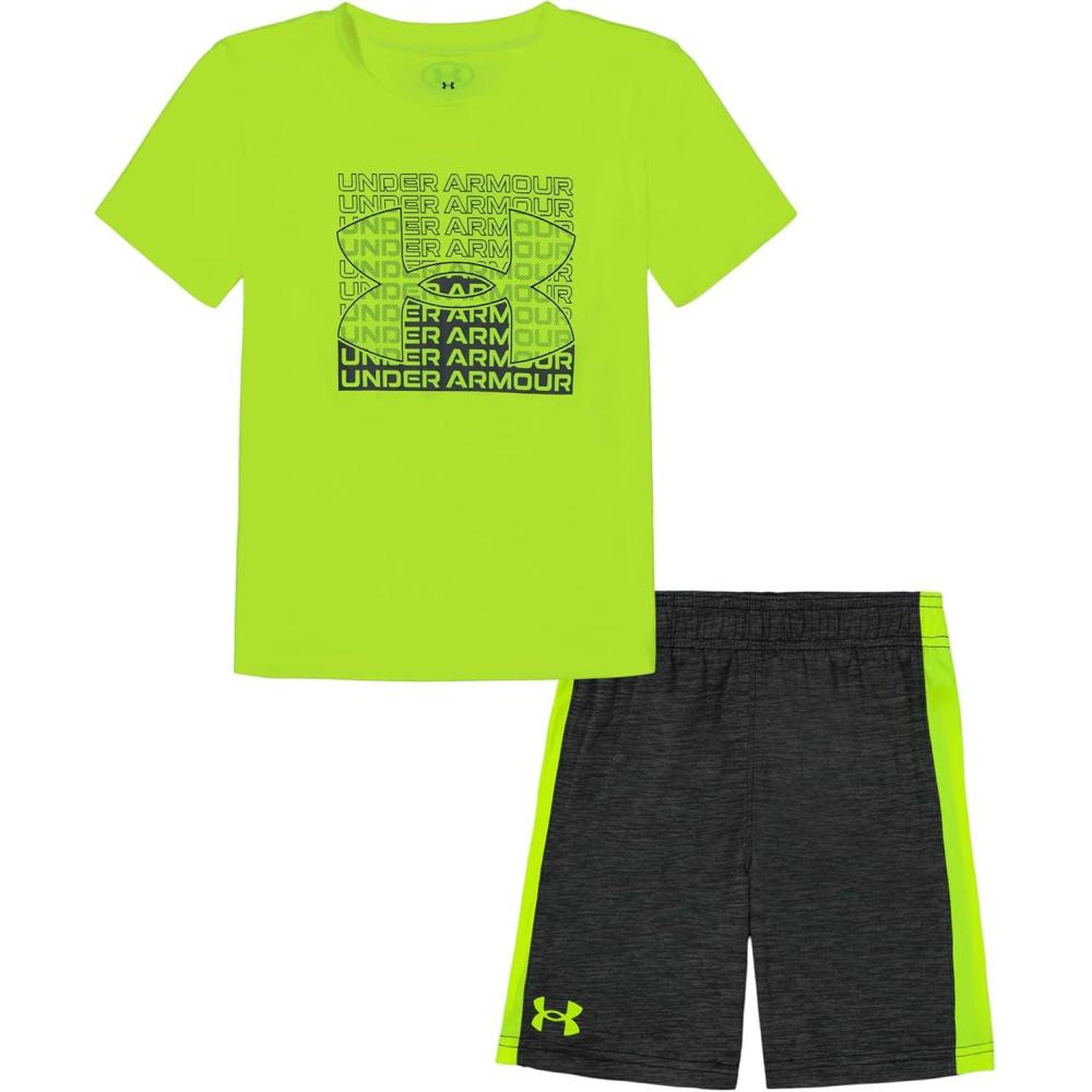 imageUnder Armour babygirls Ua Terrazzo Leopard Heart SetShort SetHivis Yellow Tri Logo