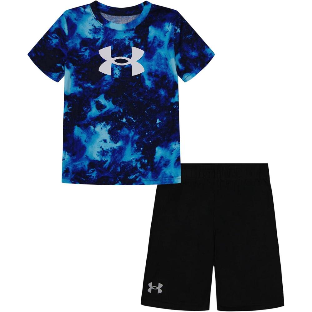 imageUnder Armour babygirls Ua Terrazzo Leopard Heart SetShort SetMidnight Navy Wash