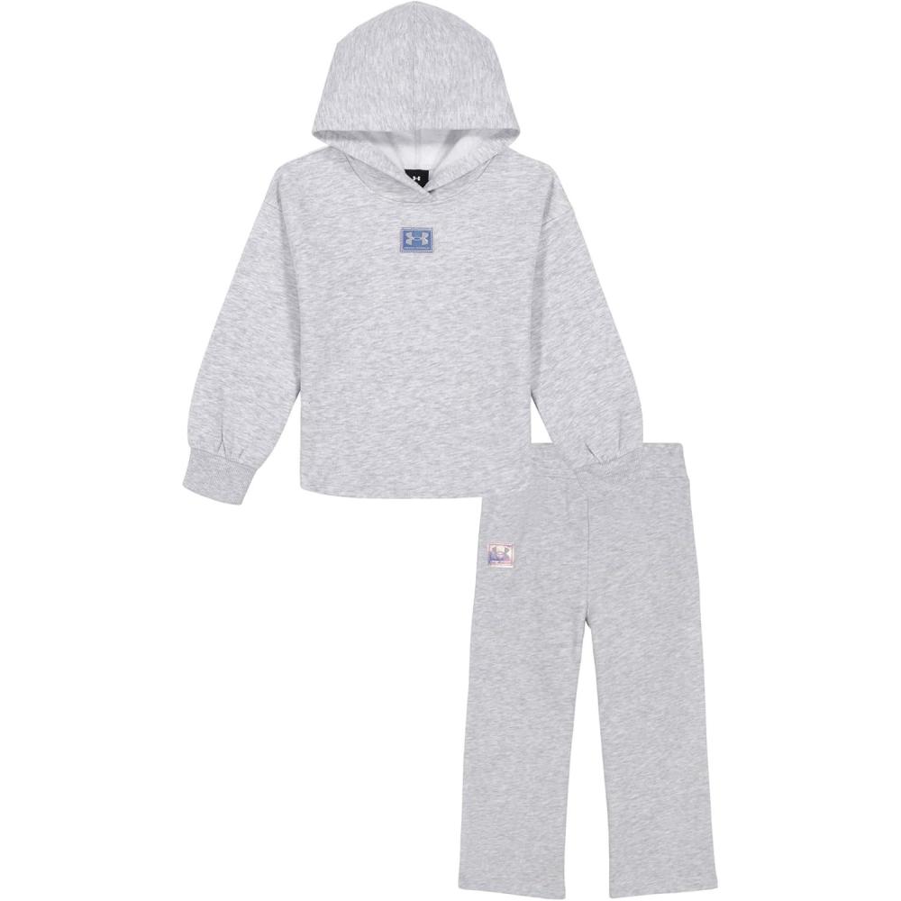 imageUnder Armour babygirls Ua Terrazzo Leopard Heart SetShort SetMod Gray  Flare Pant