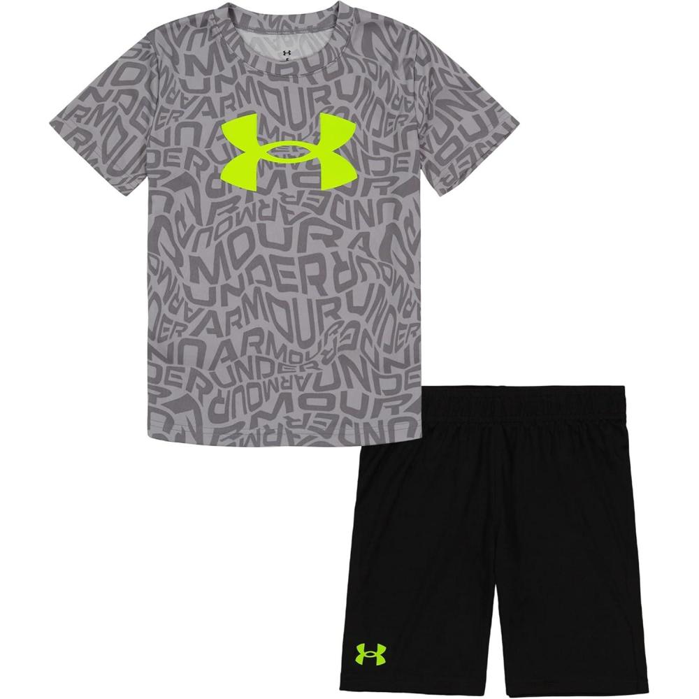 imageUnder Armour babygirls Ua Terrazzo Leopard Heart SetShort SetMod Gray Warp