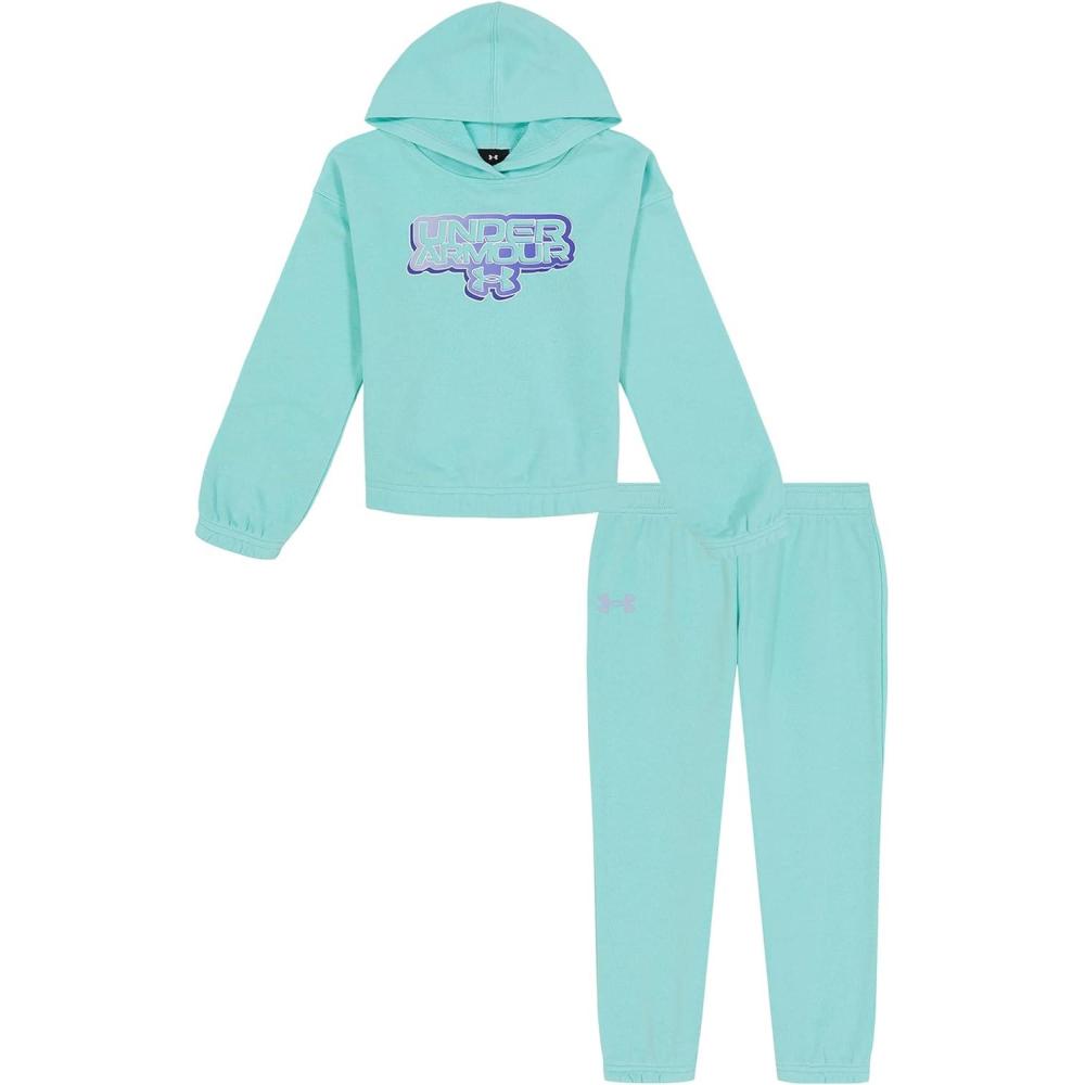 imageUnder Armour babygirls Ua Terrazzo Leopard Heart SetShort SetNeo Turquoise Logo