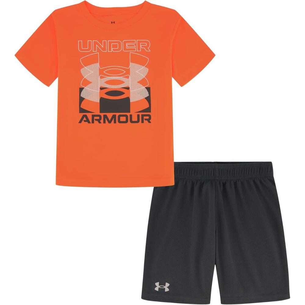 imageUnder Armour babygirls Ua Terrazzo Leopard Heart SetShort SetOrange Blast Infinite
