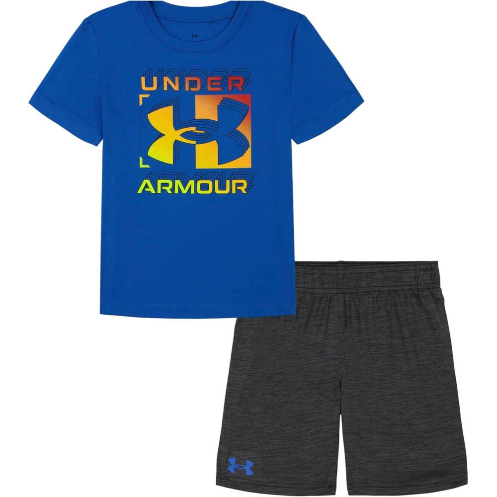 imageUnder Armour babygirls Ua Terrazzo Leopard Heart SetShort SetPhoton BlueBlack Twist