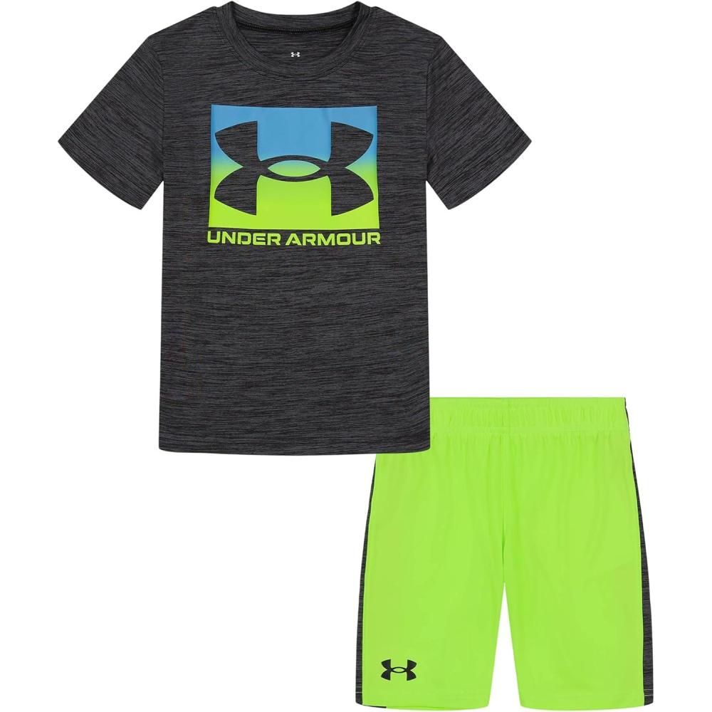 imageUnder Armour babygirls Ua Terrazzo Leopard Heart SetShort SetPitch Gray Dropback