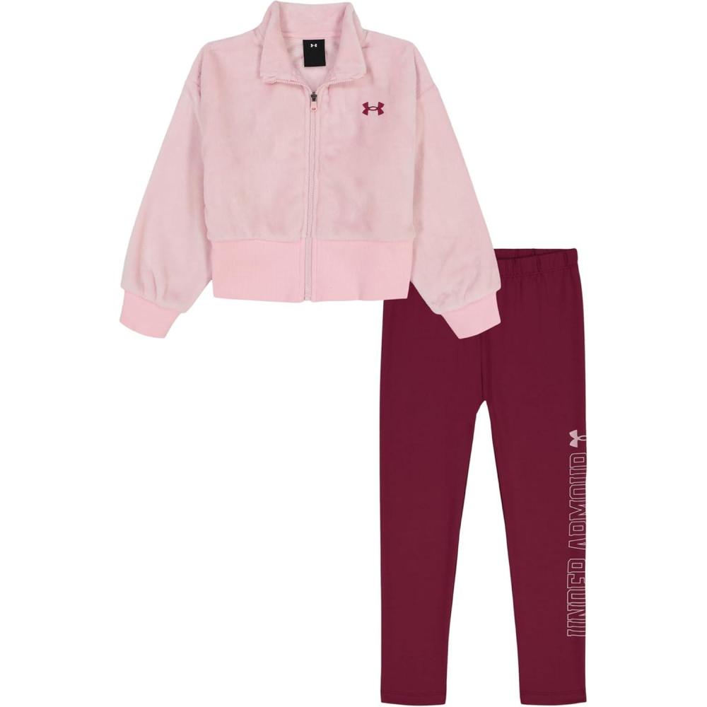 imageUnder Armour babygirls Ua Terrazzo Leopard Heart SetShort SetPrime Pink Sherpa Full Zip