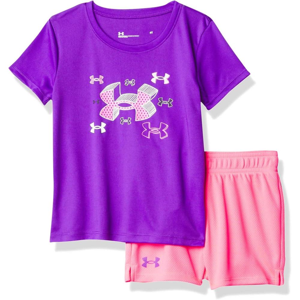 imageUnder Armour babygirls Ua Terrazzo Leopard Heart SetShort SetPurple Pop