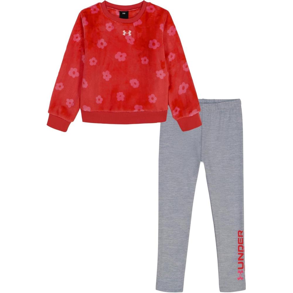 imageUnder Armour babygirls Ua Terrazzo Leopard Heart SetShort SetRacer Red Sherpa