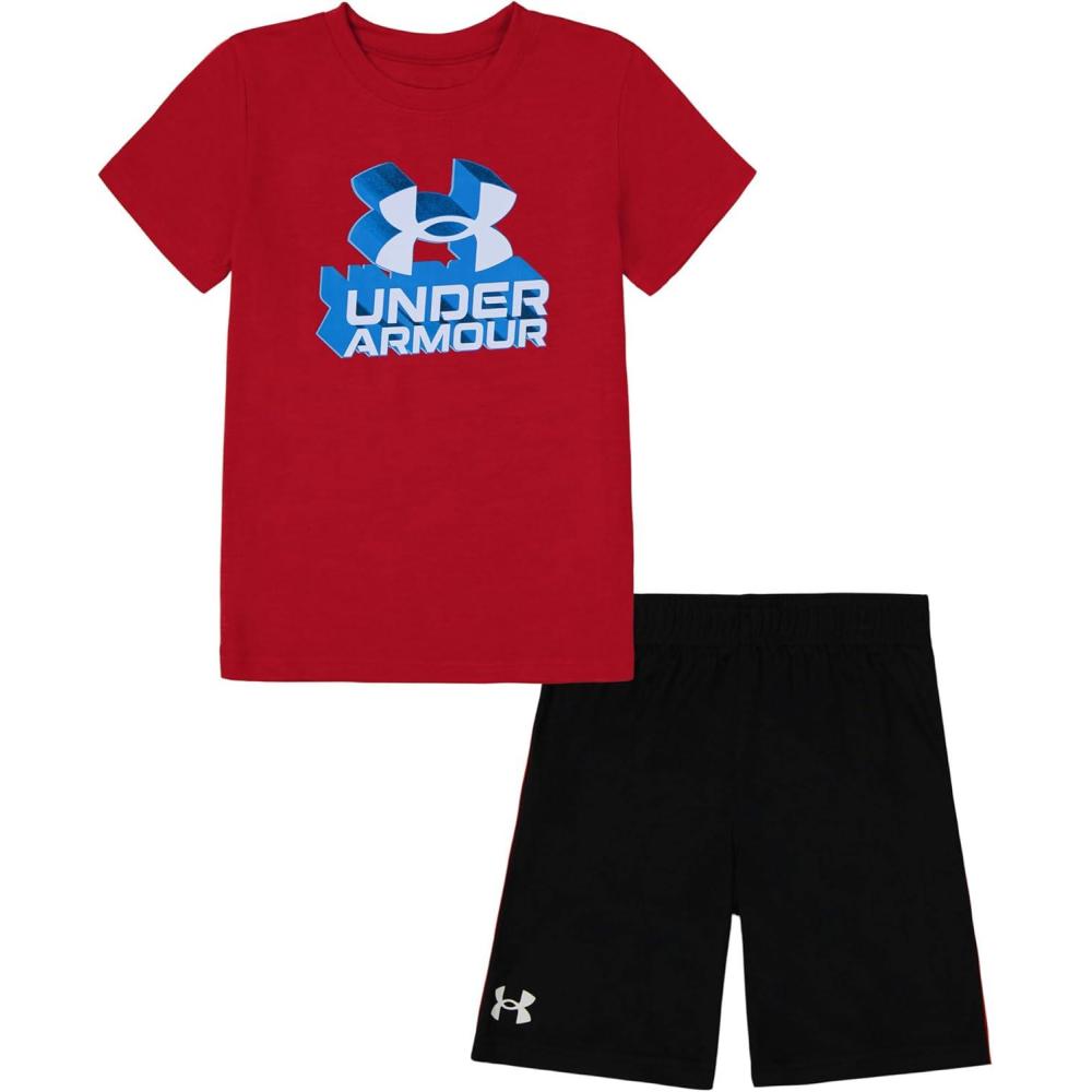 imageUnder Armour babygirls Ua Terrazzo Leopard Heart SetShort SetRed TwistBlack