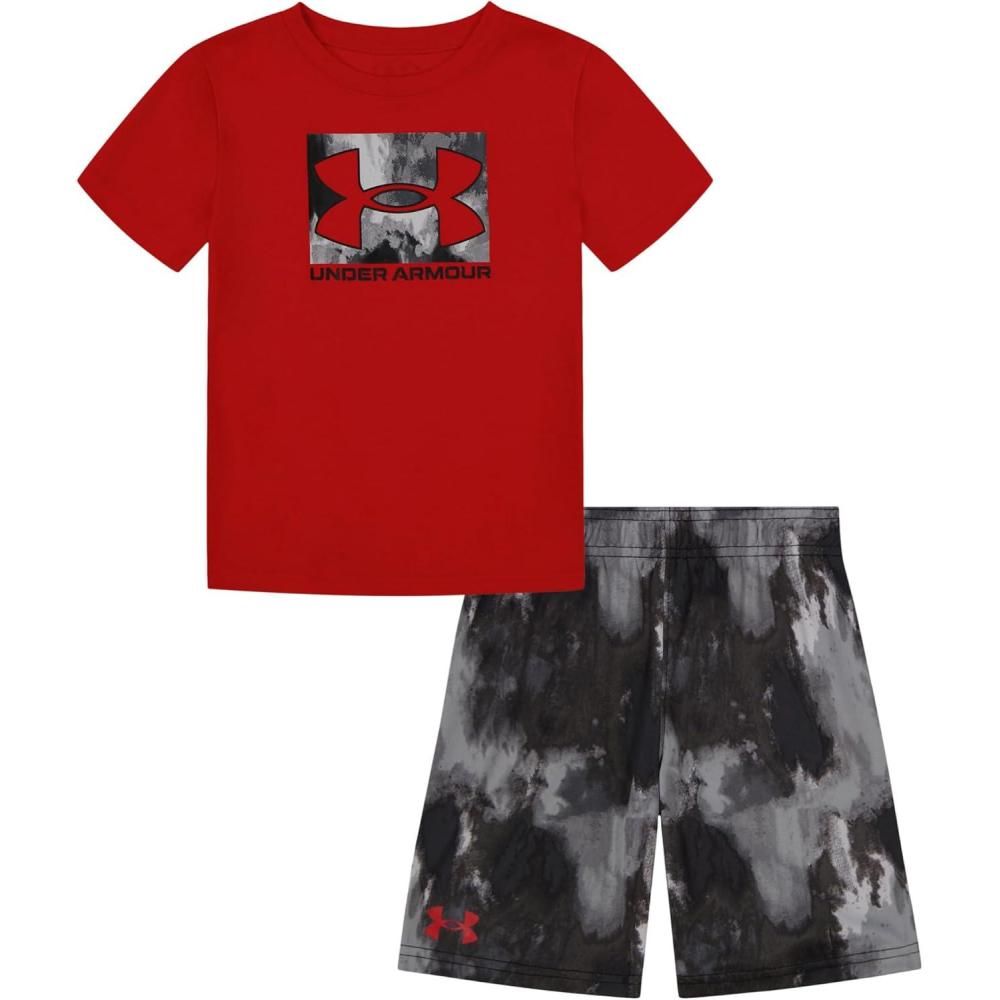 imageUnder Armour babygirls Ua Terrazzo Leopard Heart SetShort SetRedBlack Blur