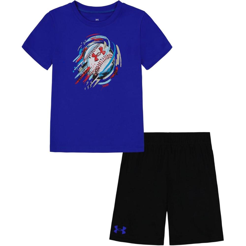 imageUnder Armour babygirls Ua Terrazzo Leopard Heart SetShort SetRoyal Max Baseball