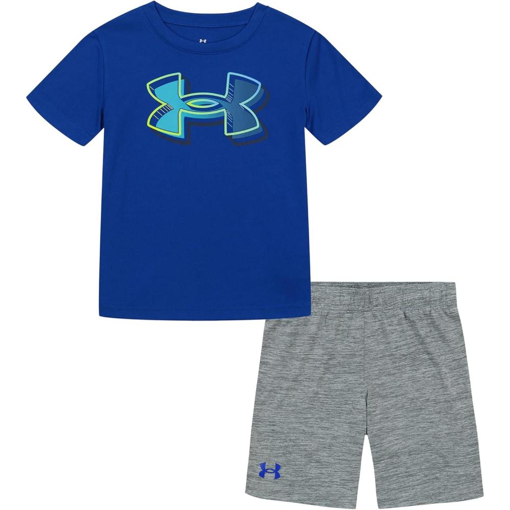 imageUnder Armour babygirls Ua Terrazzo Leopard Heart SetShort SetRoyal Pop Out Logo