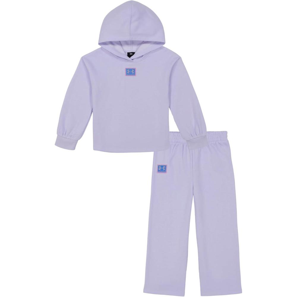 imageUnder Armour babygirls Ua Terrazzo Leopard Heart SetShort SetSalt Purple  Flare Pant